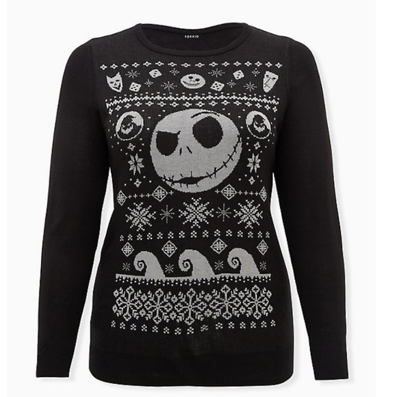 TORRID DISNEY THE NIGHTMARE BEFORE CHRISTMAS BLACK INTARSIA UGLY SWEATER 0689 - Picture 1 of 5